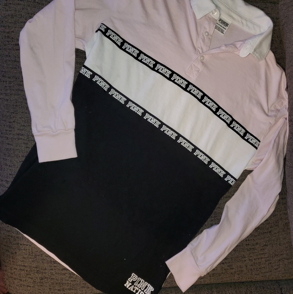 PINK sweater button up collar